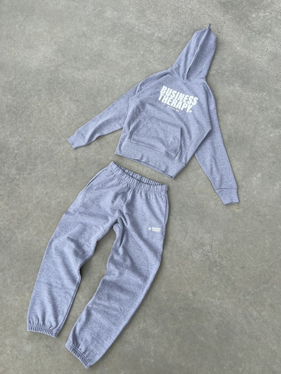 HOODIE "BUSINESS THERAPY" GREY PUFF - Image 5