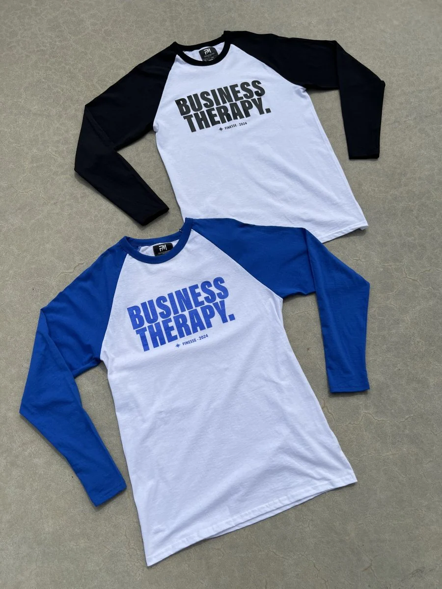 BASEBALL TEE "BUSINESS THERAPY" black/white - Image 3